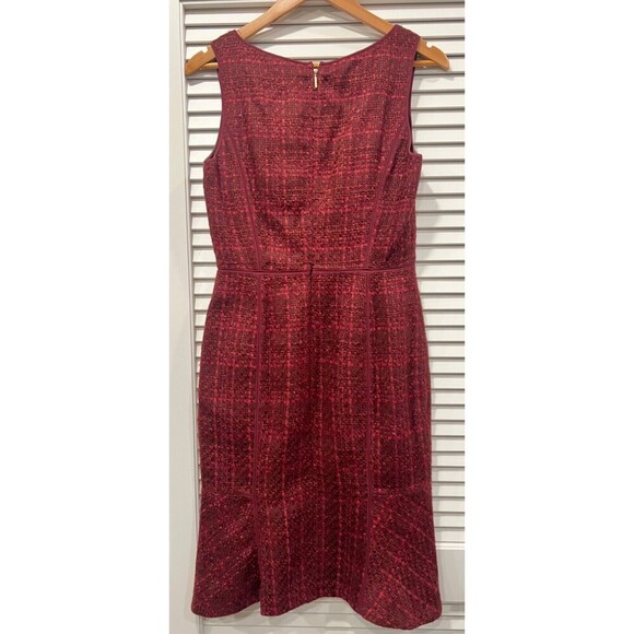 Tory Burch Drew Dark Plum Multicolor Sleeveless Tweed Dress Size 4 - Picture 7 of 13